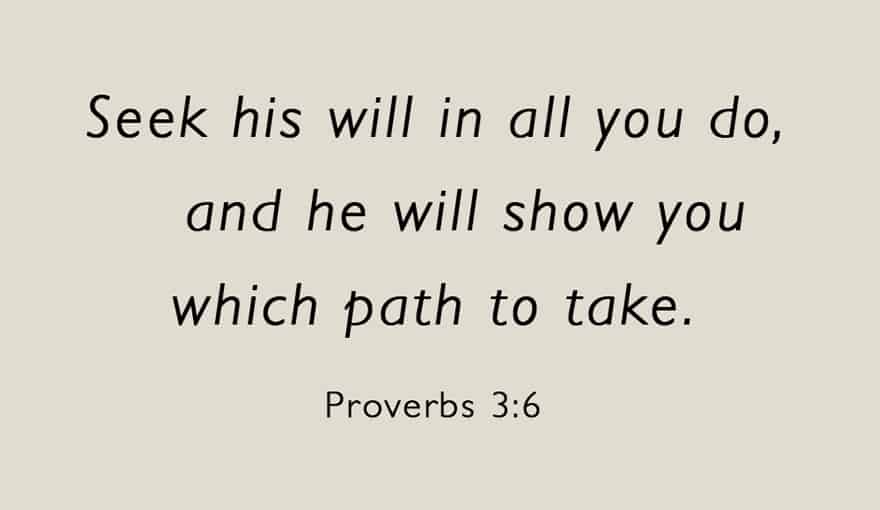 Seek his will in all you do and he will show you which path to take. Proverbs 3:6